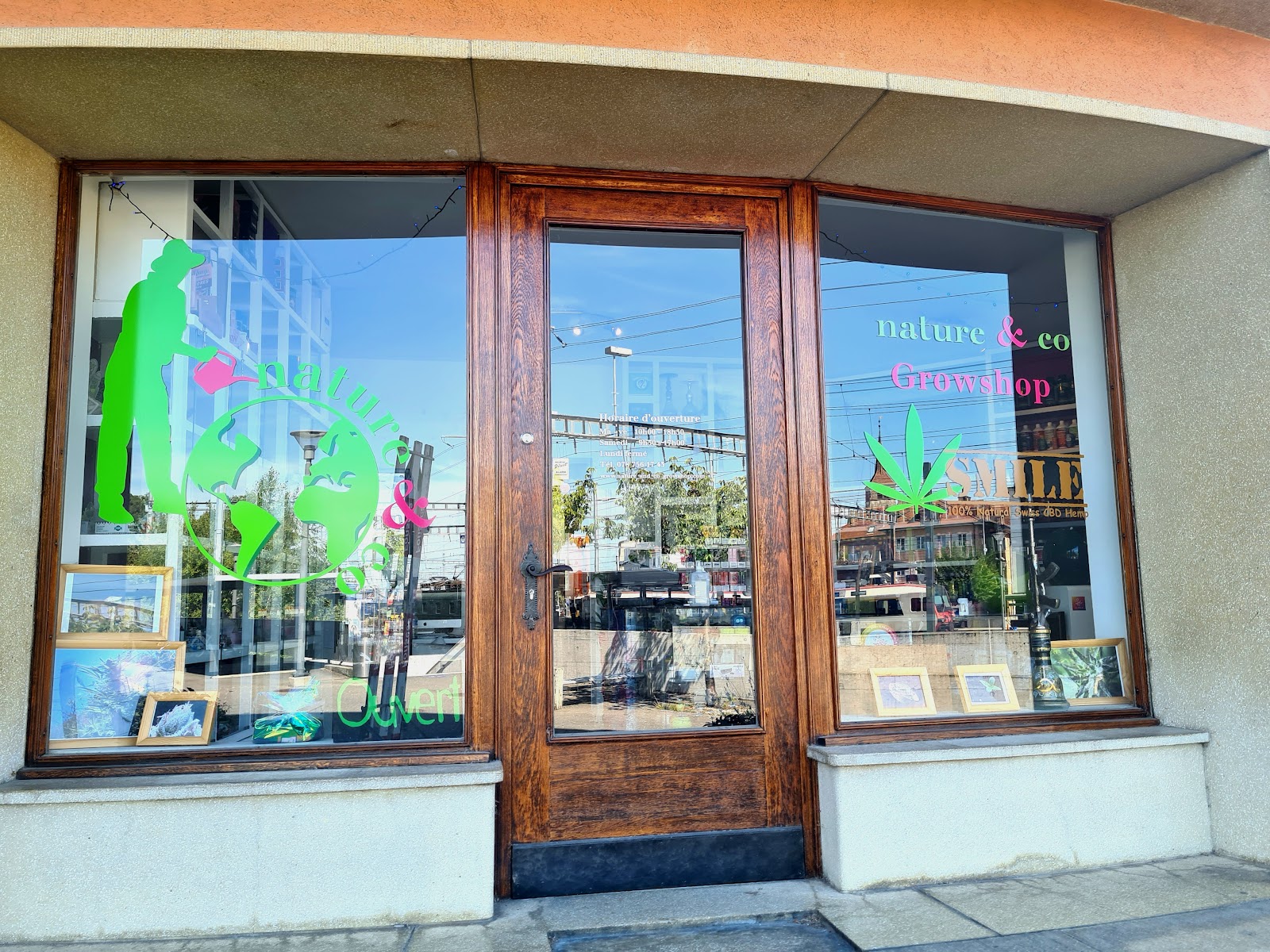 La vitrine de Nature & co Growshop, Rue du Favez 24 à Payerne